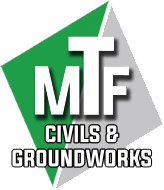 Logo - Civils & Groundworks MTF Civils & Groundworks logo with bold text on a green and grey background.